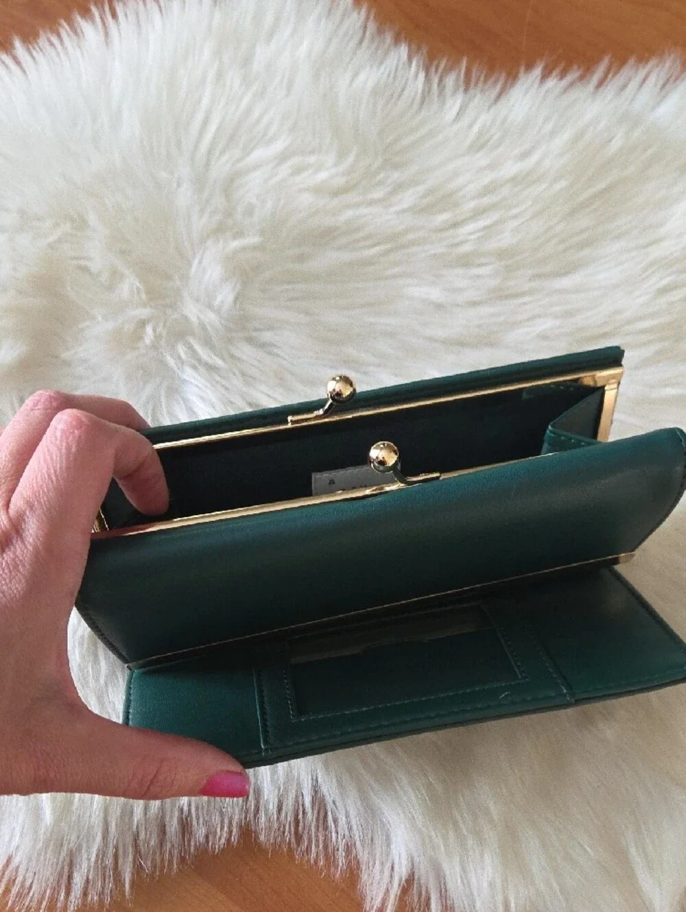 A New Day Green Women's Clutch Wallet with Gold Accent